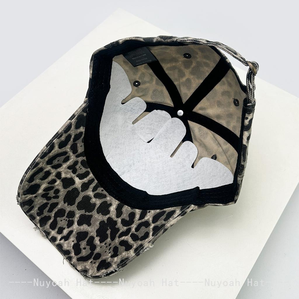 Leopard Print Embroidery Baseball Caps Sun Protection Broken Style All-Match Personalized Peaked Hats Street Style Trendy Ins Style Latest Women