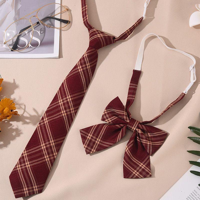 

Детский красный галстук-бабочка в клетку для выпускника, школьный стиль, с точечным узором Style 1