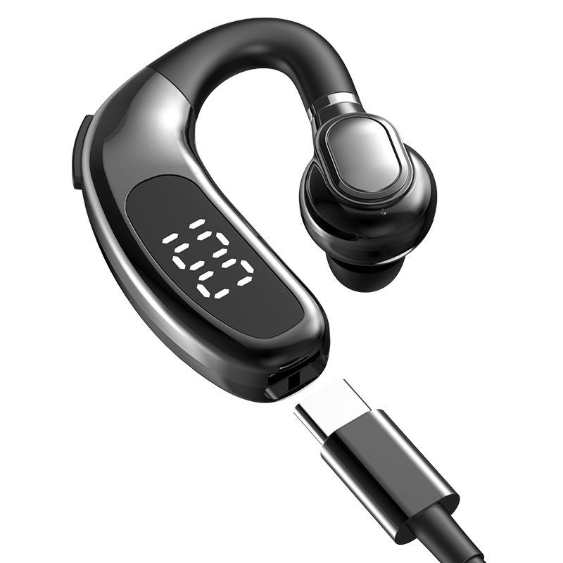 F90 Bluetooth Earhook: Noise-Cancelling, Long Battery Life, Digital Display for Business and Driving