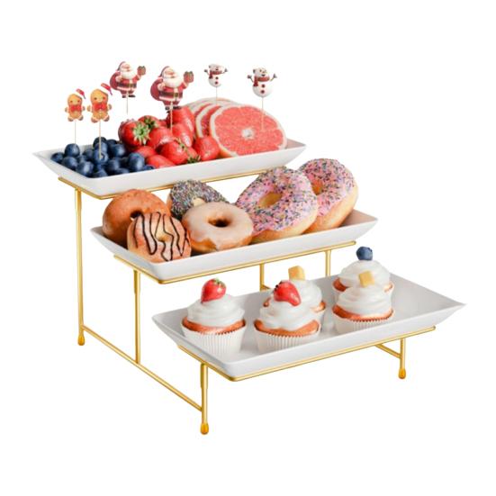 3-Tier Dessert Stand Fruits Pastries Appetizers Tray Elegant Display Rack for Buffet Tables Parties Modern Kitchen Organizer
