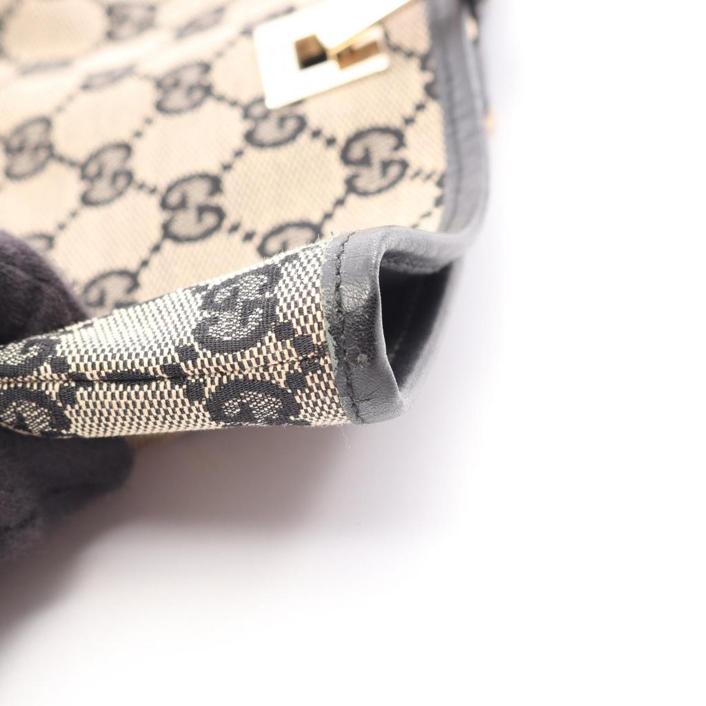 Used GUCCI GG Canvas Tote Bag 0021098 Canvas Leather Beige Black Used Women