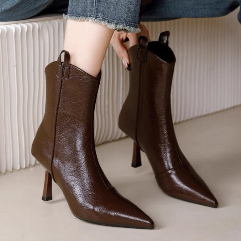 Fashion Sexy Pointed Toe High Heels Ankle Boots Women Dress Party New Shoes Winter 2025 Brand Chelsea Boots Luxury Woman Pumps Botas