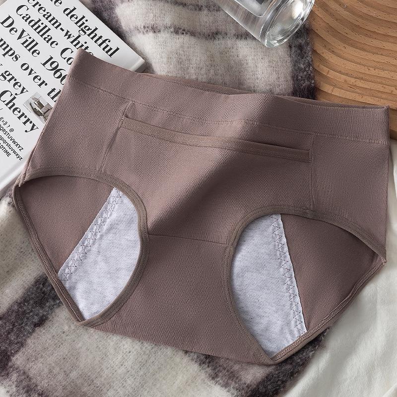 Women's Leak-Proof Pure Cotton Menstrual Panty with Antibacterial Crotch and Pocket Warmer