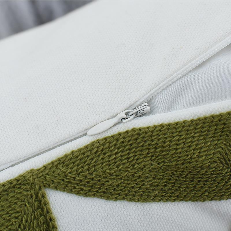Nordic Geometric Green Embroidered Pillow Case Model Room Soft Ornament Ins Pillow Without Core Premium Durable