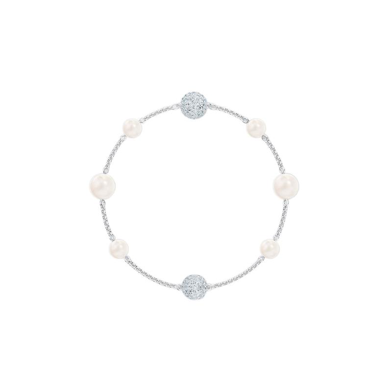 Swarovski Remix Collection Exquisite Square Pavé Pearl Crystal Magnetic Clasp Temperament Rose Gold Metal Bracelet Women s Silver 5570815 серебряный
