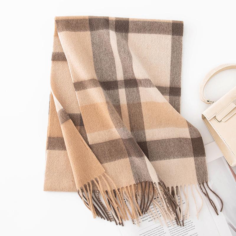 New Year Wool Scarf Plaid Women's Autumn and Winter Versatile Shawl Student Plaid Simple Warm Scarf Cashmere Feel