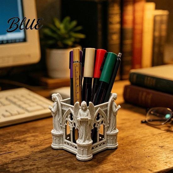 Workplace Organization Tools Cathedral Arch Shape Pen Holder Large Capacity Desktop Organizer
