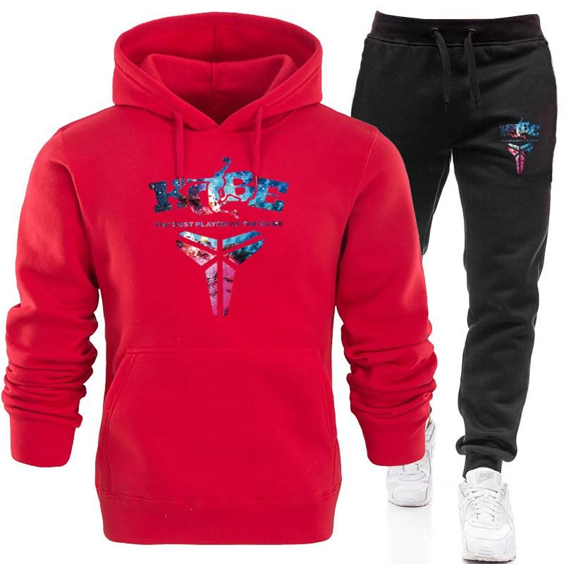 Kobe Bryant Memorial Hoodie Set Mens Black Mamba Streetwear Starry Sport Tracksuit Winter