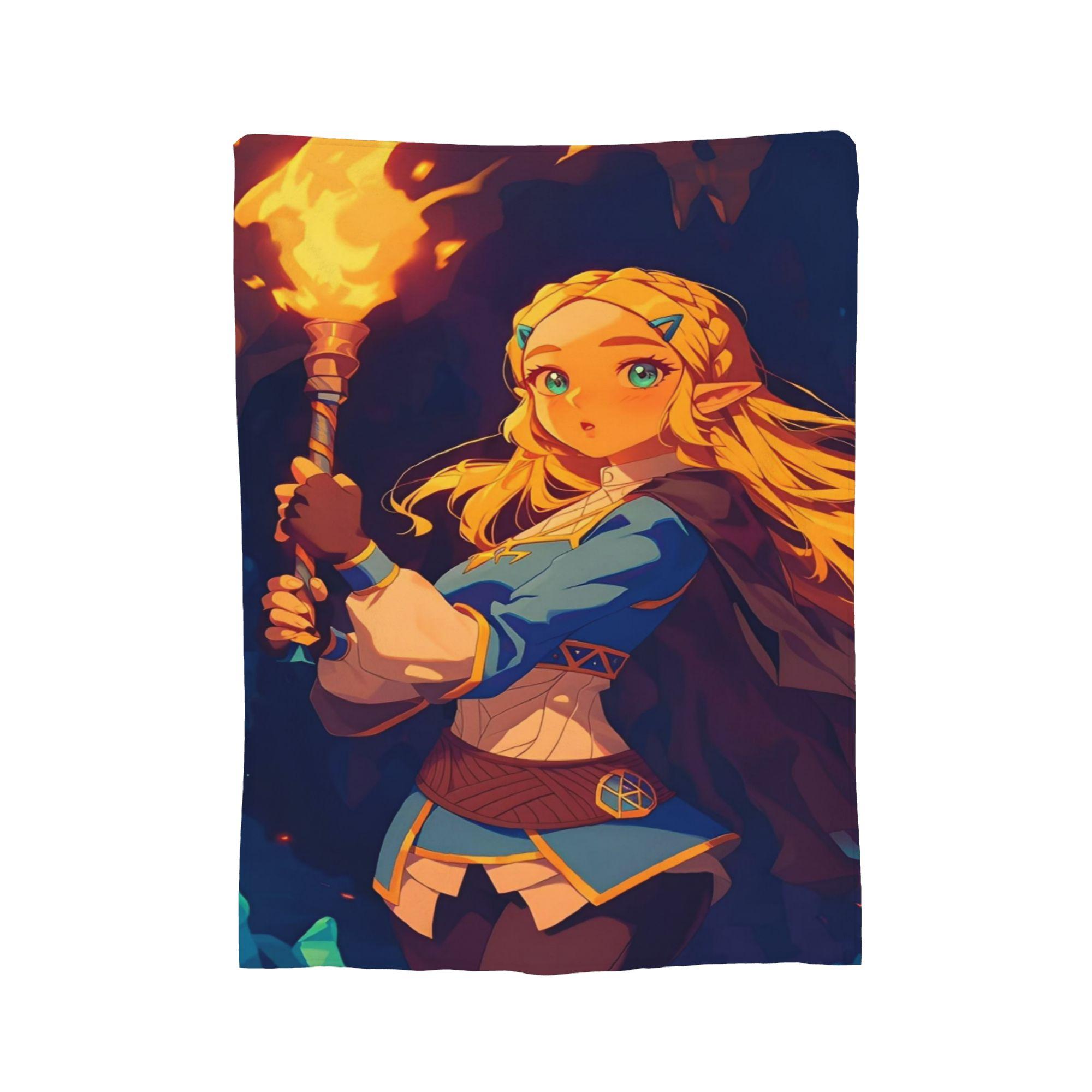 

Game Z-Zeldas Cartoon Fleece Blankets Funny Throw Blanket for Home Hotel Sofa 150*125cm Rug Piece, 75x90cm