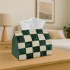 1pc Tissue Box, Vintage Checkered Green White Pattern, Durable Decorative Storage for Kitchen, Living Room, Bedroom, Multi-Functional Holiday Home Dec