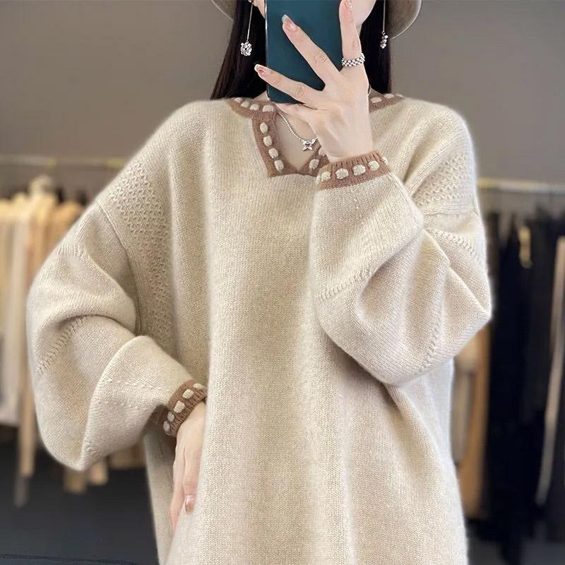 Sweater for Women Loose Comfortable Casual Thickened Pullover Knitted Sweater Long Sleeve Jumper Oversize Sweater Tops