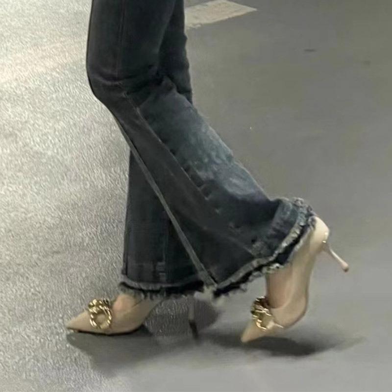 New Style High-heeled Shoes - Thin Heel, Niche Pointed Toe, Shallow Toeless Design for Women