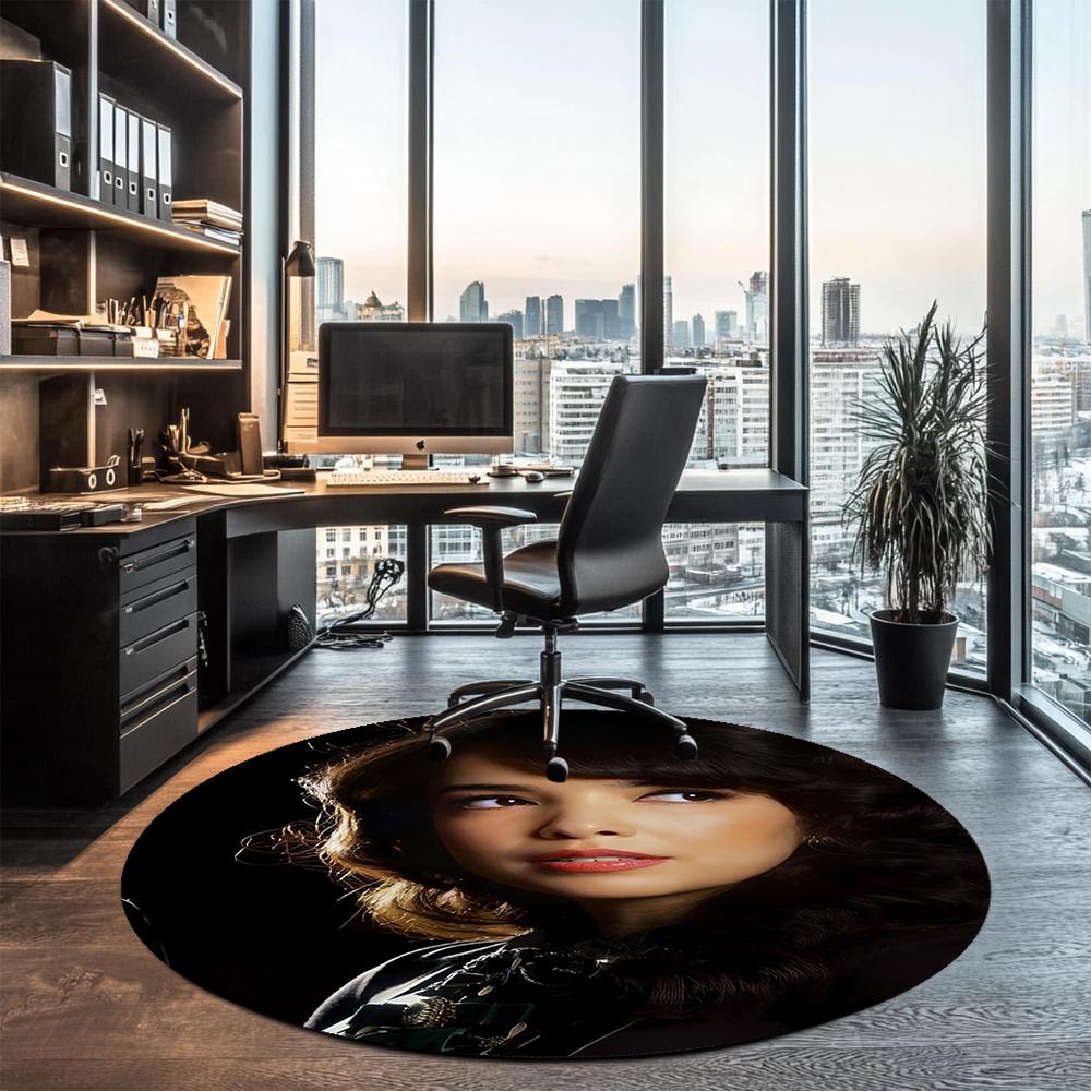 Indila Printed Round Rug Carpet Chair Rug Area Rug Entryway Doormats,for Office Chair Living Room Bedroom Kitchen Room.