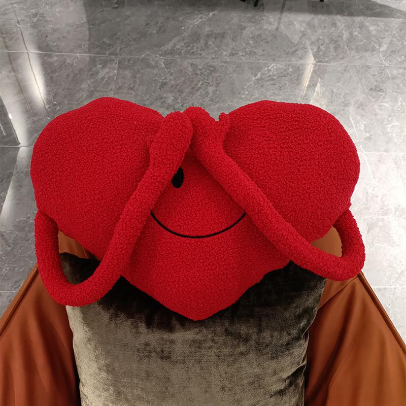 Themed Heart Fluffy Pillow Toy With Soft Cover For Living Room Doll Styling