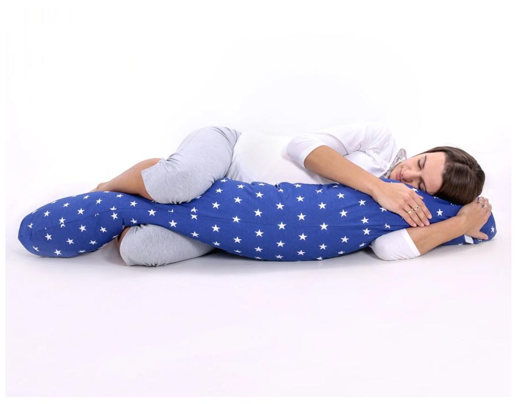 Longer Pregnancy Pillow for Pregnant Women To Sleep + Removable Cover - Blue Owls