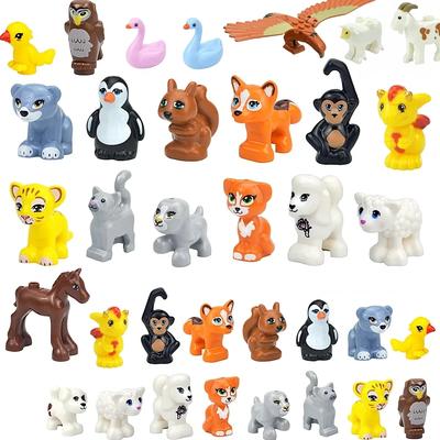 MOC Tier Bausteine Kleine Partikel Szene Tiger Schaf Ente Pferd Wale Modell Lern Zoo Zusammengebaut Geschenk DIY Steine Spielzeug