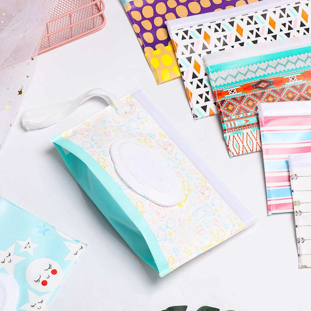 Snap-Strap Flip Cover Carrying Case Cosmetic Pouch Tissue Box Stroller Accessories Wet Wipes Bag