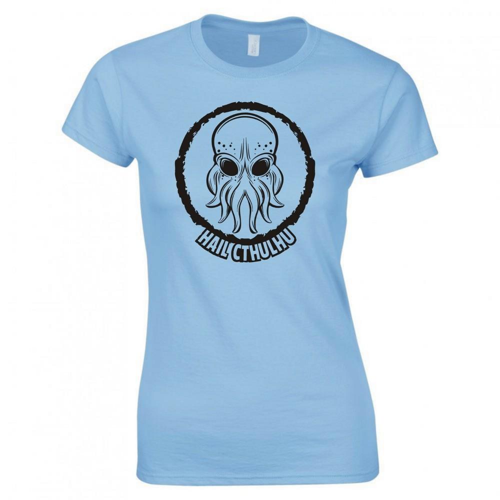 Inspired By Hp Lovecraft Hail Cthulhu Ladies Skinny Fit Tshirt S