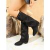 Pointed Toe Plus-size Pleated Sleeve Mid-heel Trouser Boots 2025 Winter New British-style High Boots for Women
