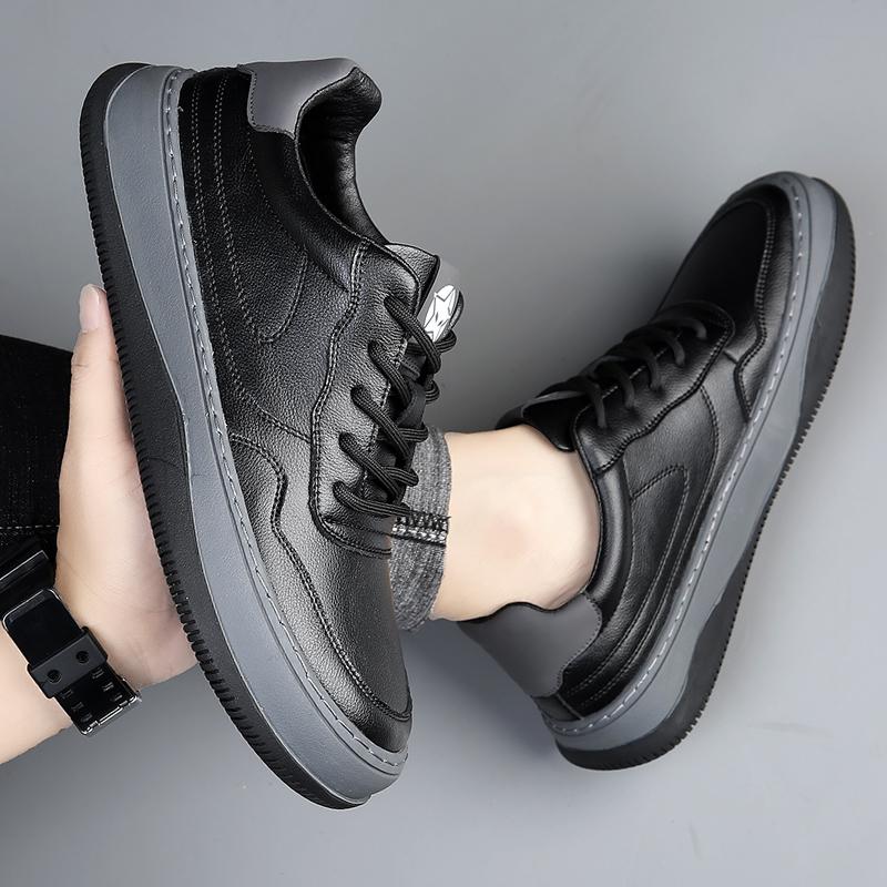 Fashion 2025 Men Casual Leather Shoes High Quality Lace-up Daily Men's Shoes Non-slip Shock-absorbing Men's Sneakers Zapato Para Hombre