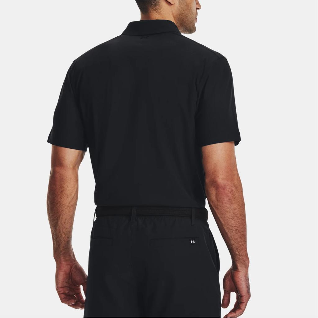 Under Armour Solid Color Double Placket Collared Short Sleeve Polo Shirt Men Tops Black 1377362-001