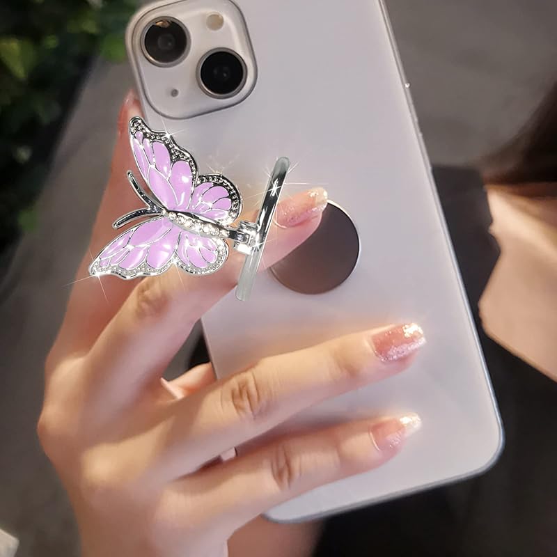 LSL Cute Butterfly Cell Phone Ring Holder 360°Rotation Metal Finger Stand Kickstand Universal Compatible with iPhone Samsung Galaxy LG Google Pixel
