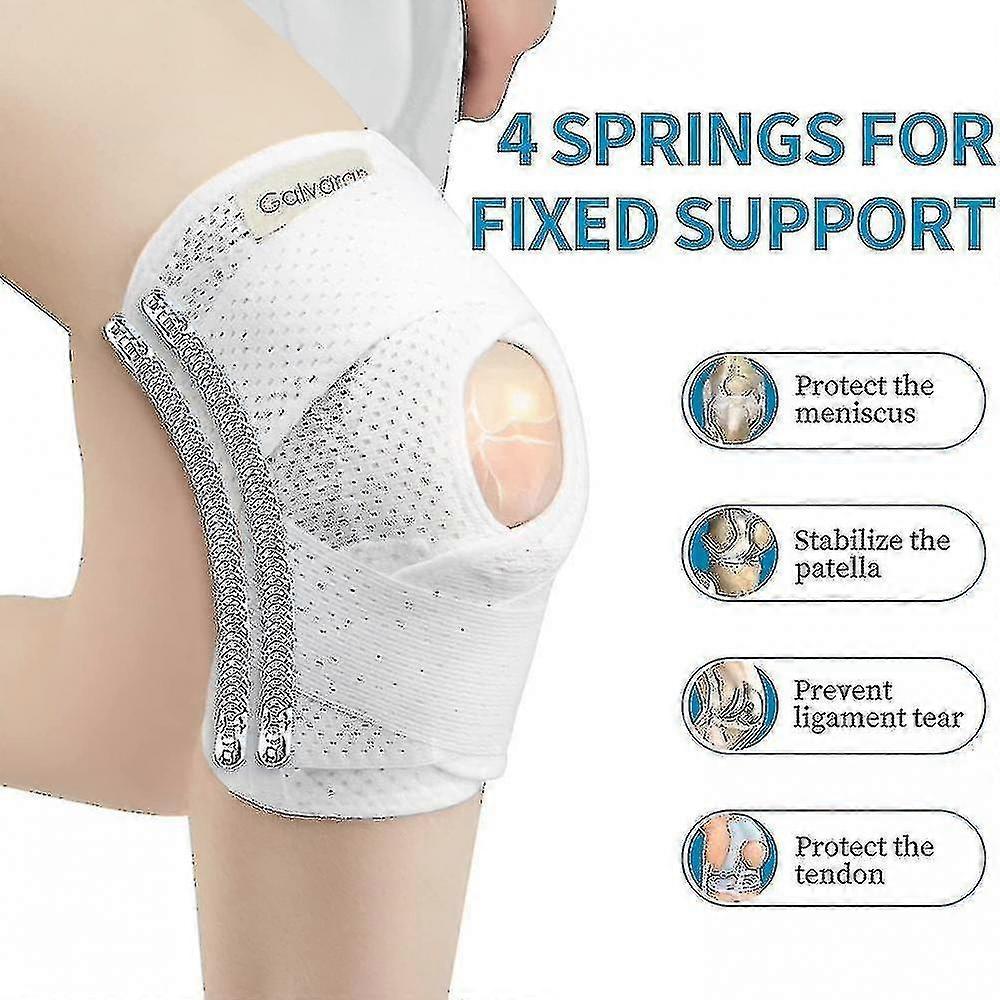 Galvaran Knee Brace With Side Stabilizers For Meniscal Tear Knee Pain Acl Mcl Arthritis Injuries Recovery, Breathable Adjustable Knee Support-white - 