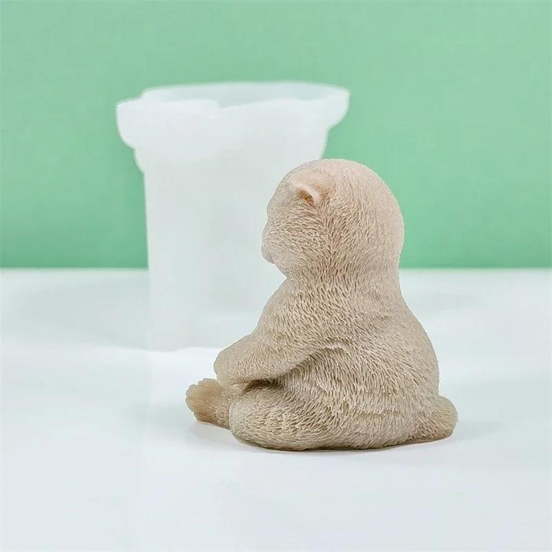 3D Cute Sitting Cat Silicone Candle Molds DIY Cat Plaster Crafts Resin Cement Mold Handmade Candle Making Supplies