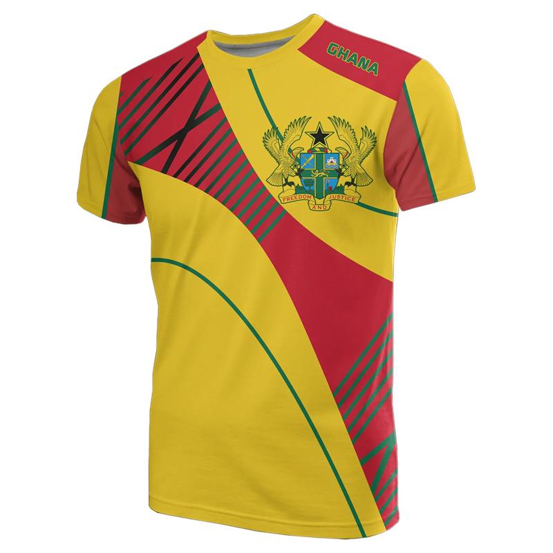 African Ghana T-shirt Fashion 3D Printed Coat Of Arms T Shirts For Men Casual Round Neck Tees Summer Sports Tops Short Sleeves
