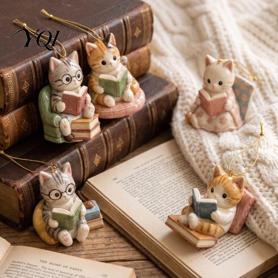 Christmas Tree Hanging Decorations Reading Cat Advent Calendar 2026, Cute Kitten Acrylic Ornaments 24 Days Countdown Unique Box Calendar, Pcs Cartoon