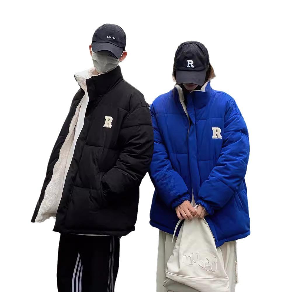Double-sided cotton-padded women's new autumn and winter corduroy jacket thickened couple cotton-padded jacket down cotton-padded women