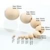 8mm 10mm 12mm 15mm 20mm-50mm Round Natural Wood Loose Big Hole Eco-friendly Beads for DIY Crafts Woodcraft Jewelry Bracelet Making Accessories