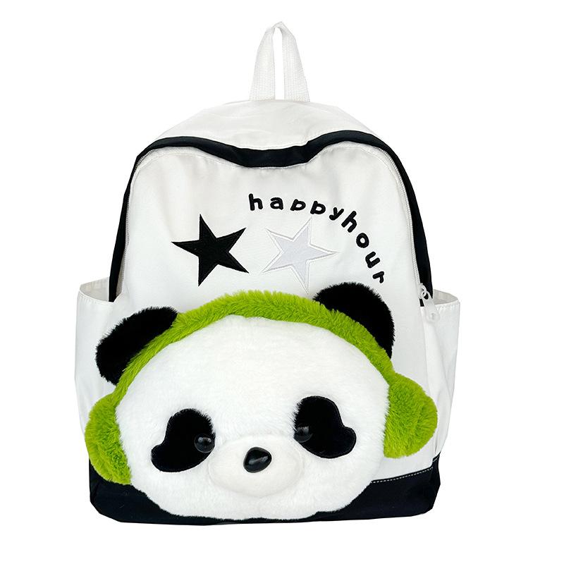 New high-value panda plush bag campus handsome and explosive versatile cute backpack boys and girls schoolbag