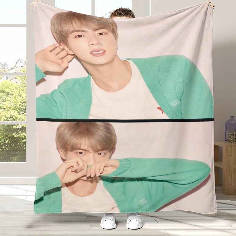 Kim Seok Jin Kpop B-BTS Flanelldecke, Ultraweiche Warme Plüschdecke für Zuhause Schlafzimmer Bett Sofa Abdeckung Büro Camping Picknick Geschenk