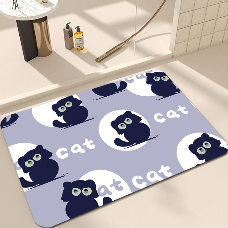 

Коврик для пола с милым котом Коврик для ванной комнаты с диатомовой грязью Коврик для входной двери Водопоглощающий быстросохнущий утолщенный коврик для туалета 40X60cm 15.7X23.6in