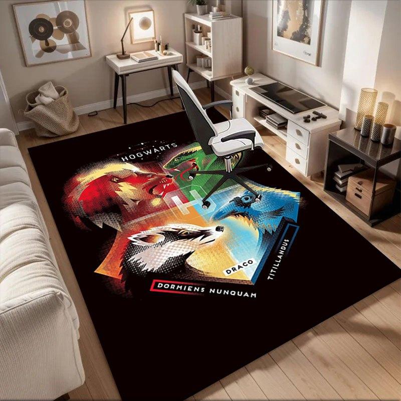 Футболка с гербами факультетов Хогвартса - Мерч по Гарри Поттеру Графическая футболка Коврик для офиса Домашний декор Офисные коврики LB136 60cm by 90cm