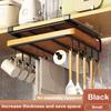 Space Saving Kitchen Organizer: Under Cabinet Hanging Rack with Hooks for Towels Cutting Boards Pot Lids 7