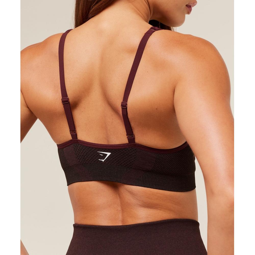 Gymshark Vital V Neck Sports Bra Rich Maroon Marl B3a4k Nc65