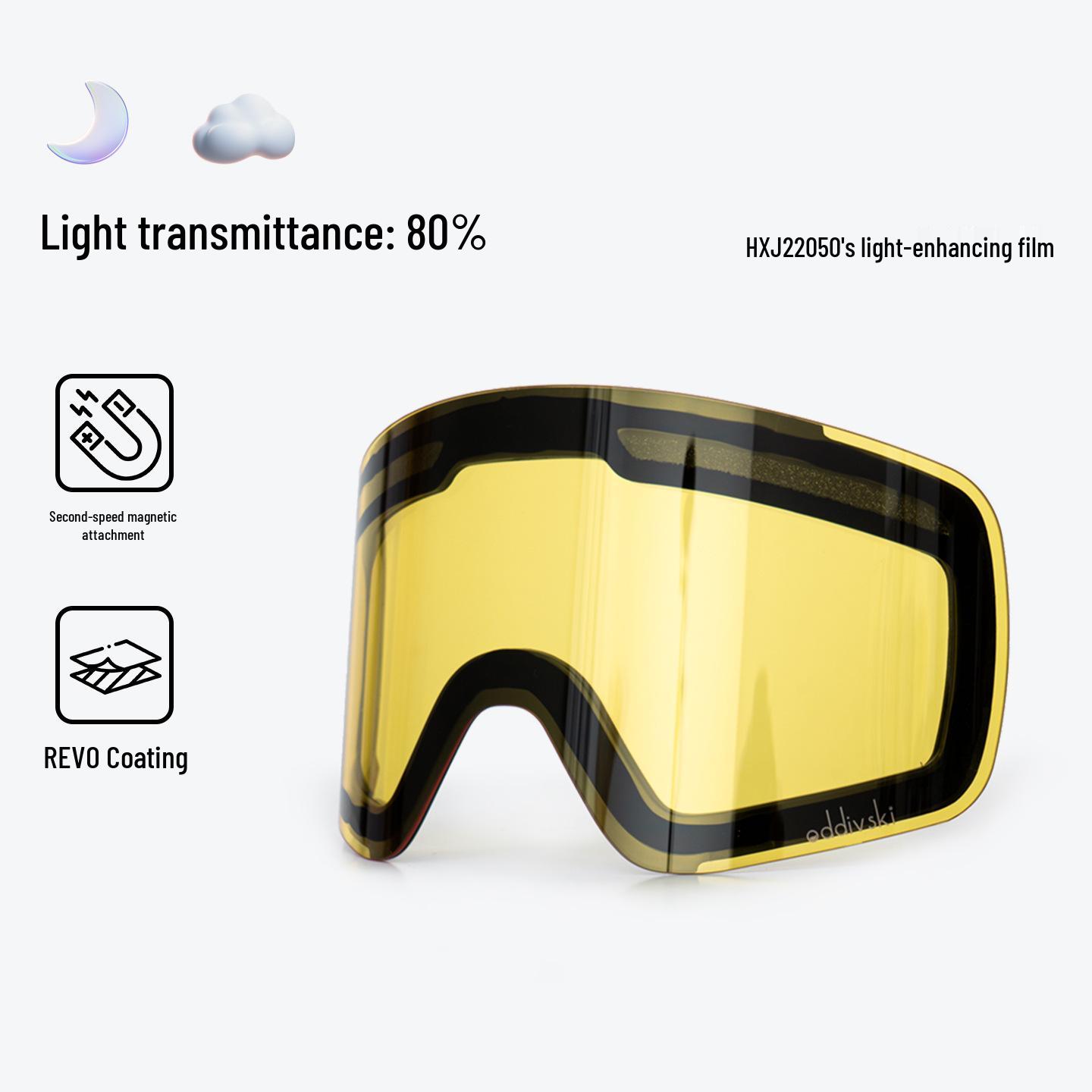 

Oddivski Ski Goggles with HD Clarity and Replaceable Light-Enhancing Protective Lens лимонно-желтый