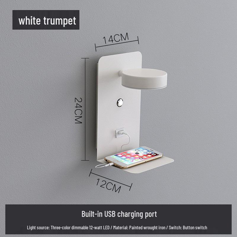USB Charging LED Wall Lamp: Dimmable Bedroom and Study Light, No Wiring Needed