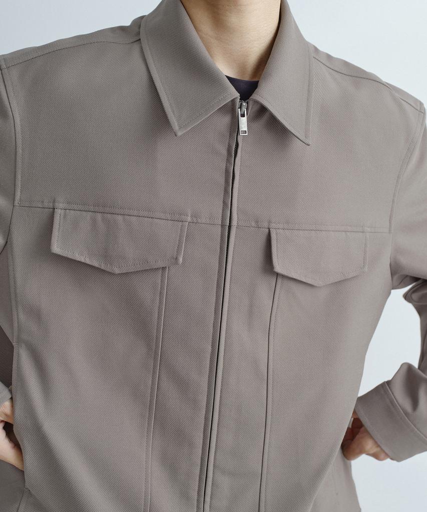 Musinsa Standard Whipcord Minimal Zip-Up Trucker Jacket [Grayish Beige]