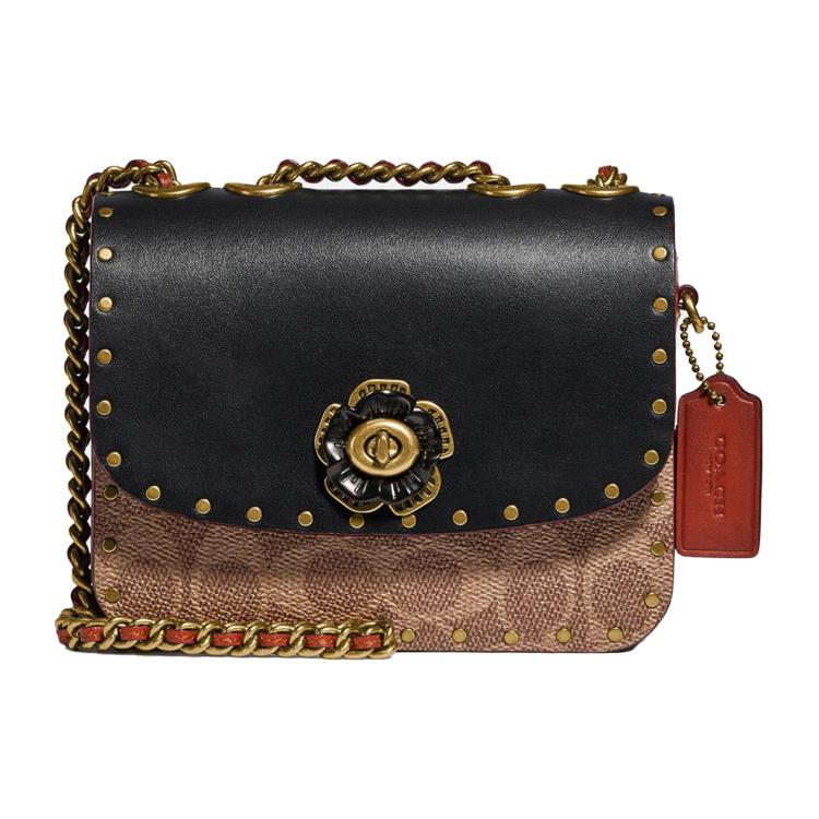 

Новая маленькая квадратная сумка COACH Madison из канвы с покрытием и телячьей кожи, сумка на плечо, сумка кроссбоди, мини, женская, черная и с монограммой C2462-B4NQ4 16.0*5.1*12.7CM