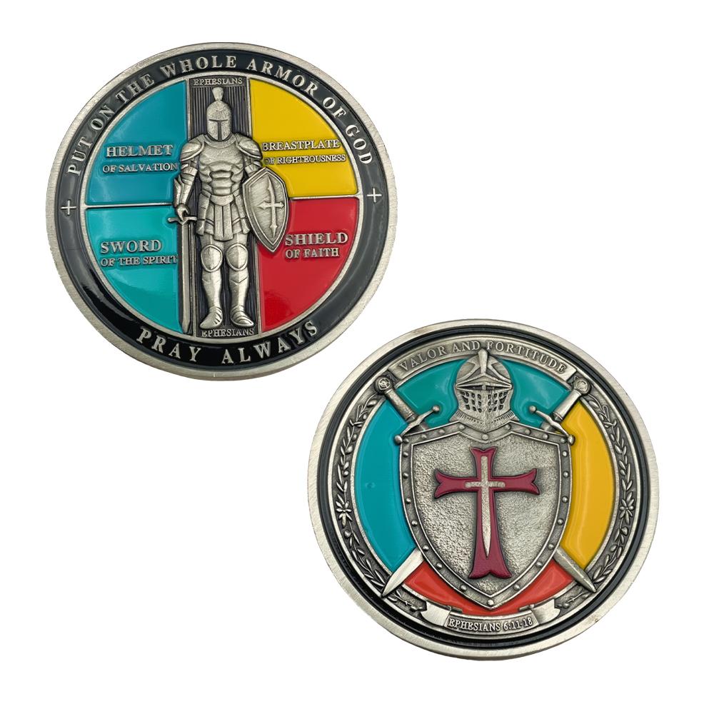 Armor of God Coin - Ephesians 6:11 Bible Verse Christian Medal Faith Religious Spiritual Gift for Men & Women