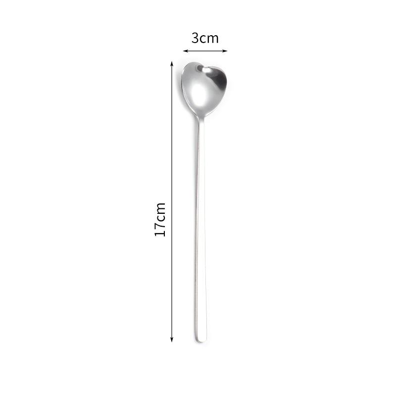 Stainless Steel Heart-Shaped Head Spoons Creative Home Tableware Teaspoon Coffee Ice Cream Honey Mixing Spoon Kitchen Dinnerware