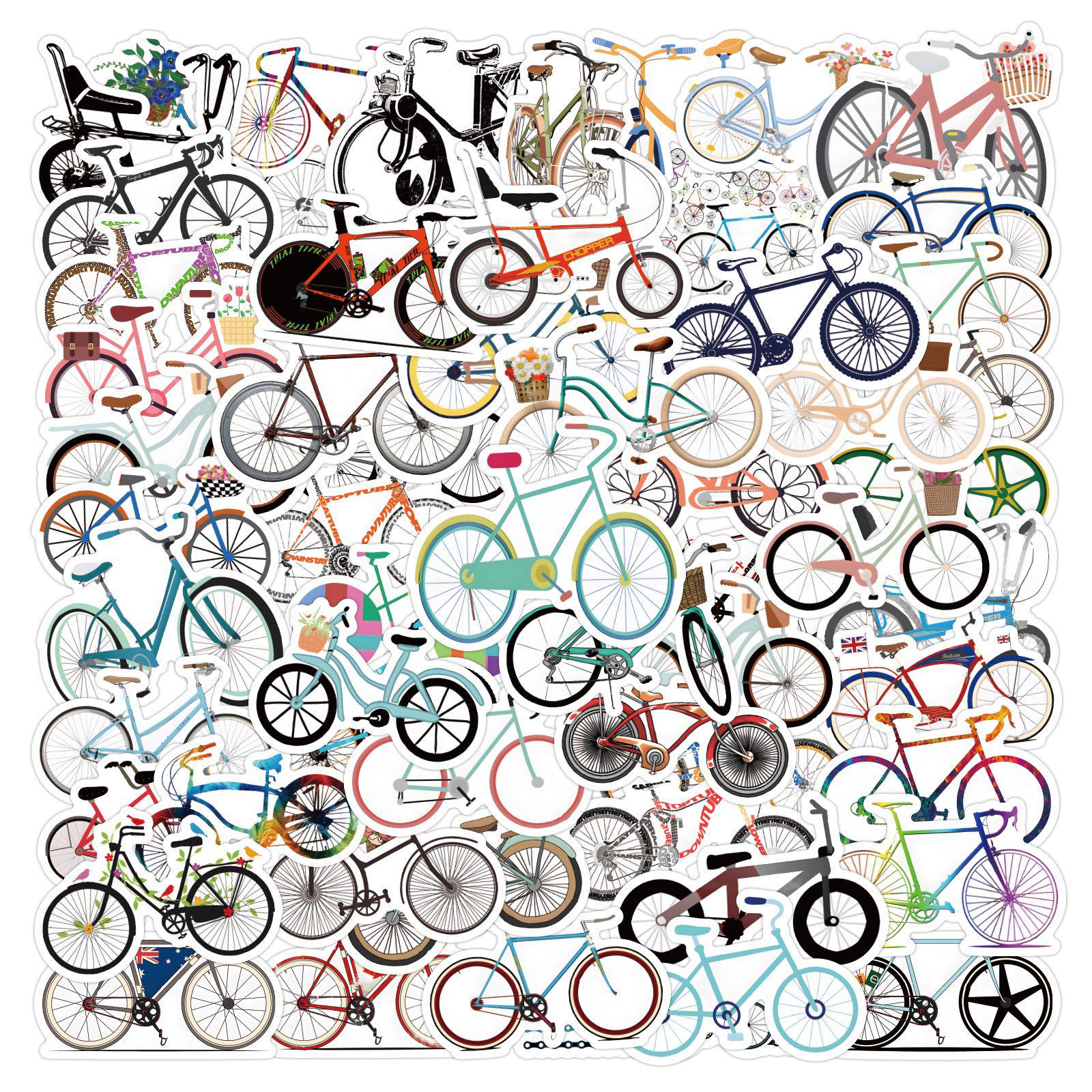 100 Cartoon Bicycle & Personality Graffiti Stickers - Waterproof for DIY, Helmets, Bottles