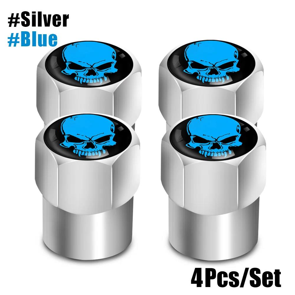 4Pcs/Set Skull Tire Valve Stem Cap Corrosion Resistant Dust Proof Cover Universal Fit for Car Bicycle Truck Motorcycle Stem Caps1
