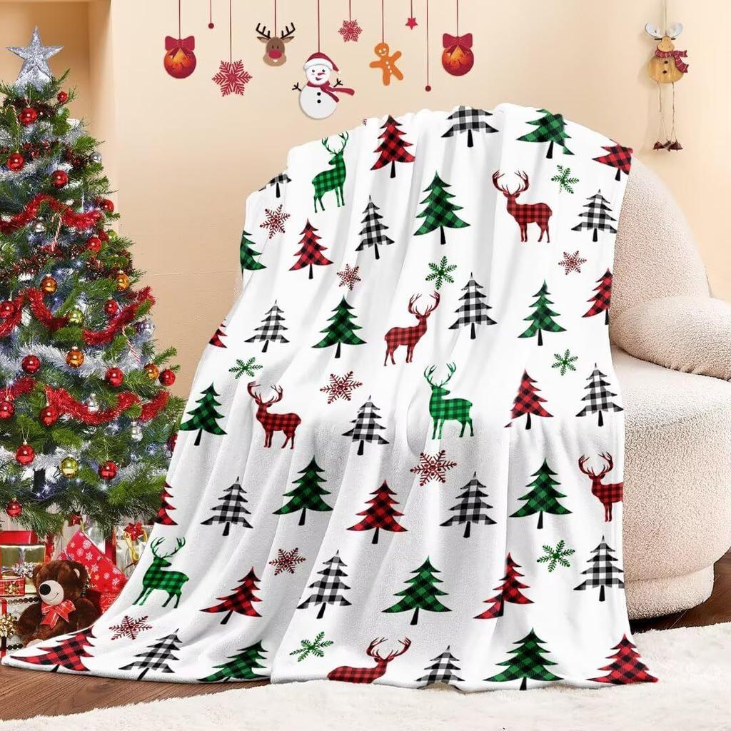 Christmas Tree Flannel Blanket Christmas Blanket Living Room Sofa Blanket Holiday Bedroom Bed Blanket Living Room Cute Blanket