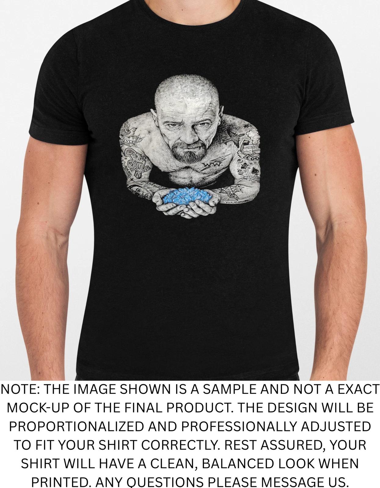 Men s and Women s T-shirts Tattooed Man Holding Blue Object Graphic S
