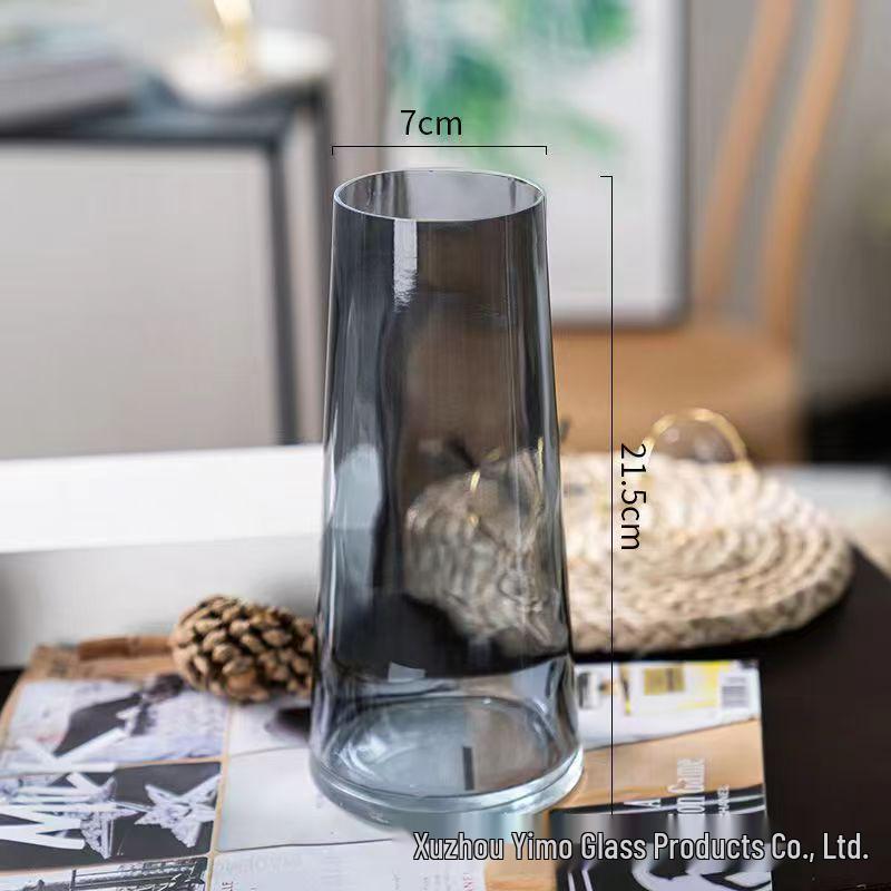 Nordic Light Luxury Crystal White Glass Vase with Wooden Holder for Fresh Flowers - Living Room Decor