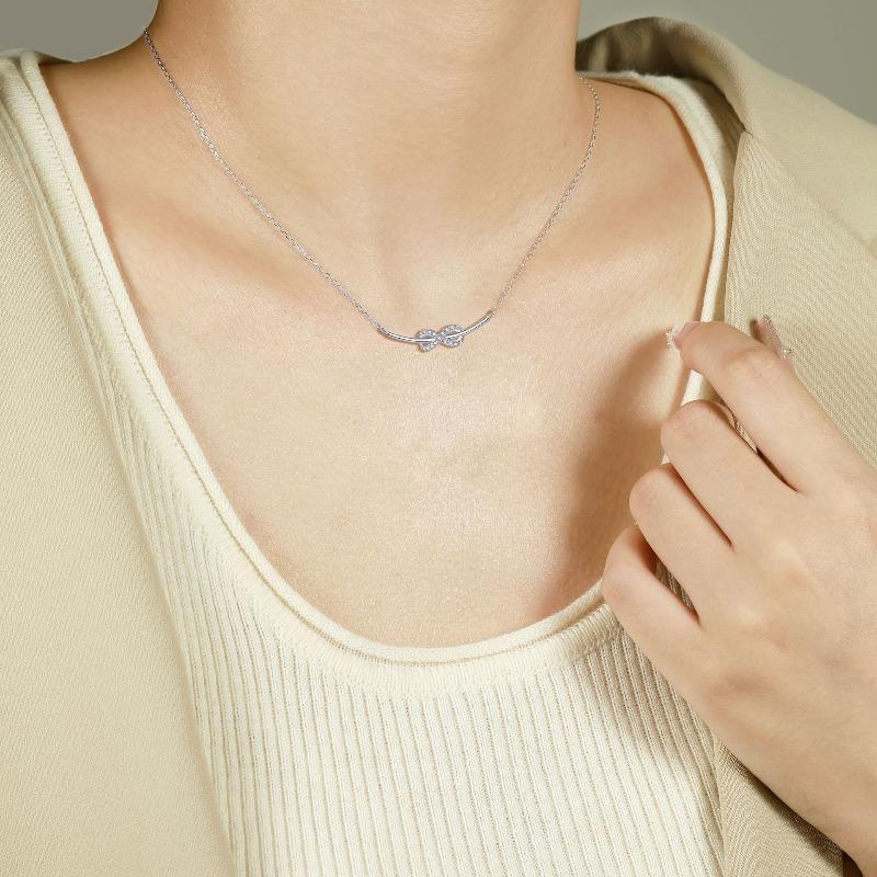 Accessories New 925 Sterling Silver Love Infinite Necklace Women's Niche Design Personalized Bow Neck Chain ins